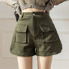 Casual Denim Shorts High Waist Stretch American Workwear