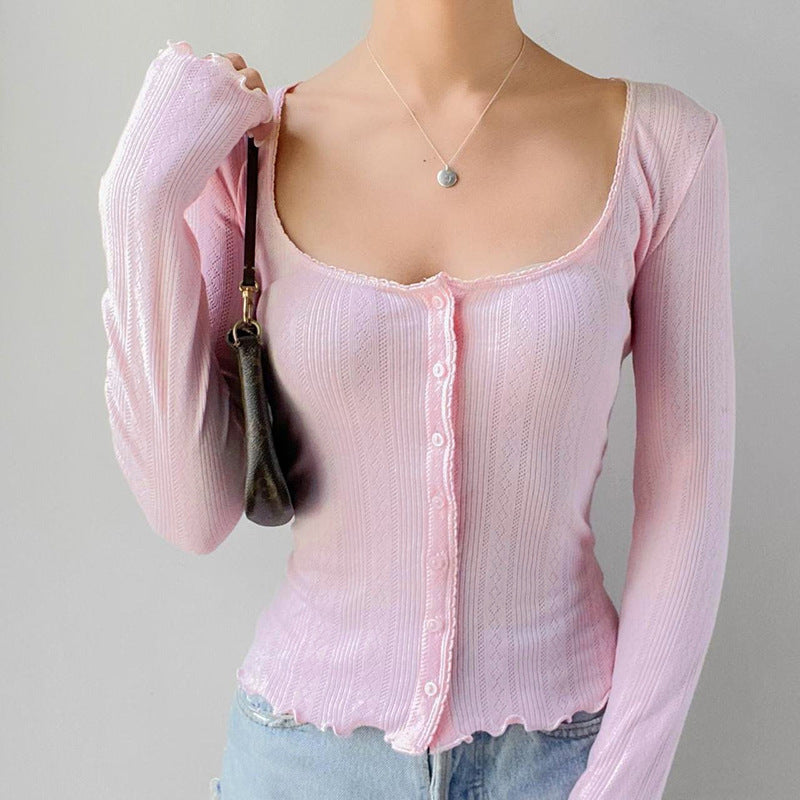 Retro Simple Square Collar Top Women's Fashion