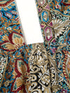 Women Print Maxi Dress High Waisted Cross Halter Neck With Tie Detail,Flowing Vacation Gown In Teal, Blue-Green & Brown Paisley   Pattern, Machine Washable, Summer Fashion Decorative Tie Detail