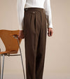 Casual Double Pleated Straight Business Not Tight Suit Pants