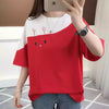 Cute Rabbit Embroidered T-Shirt Women Short Sleeve Half Sleeve