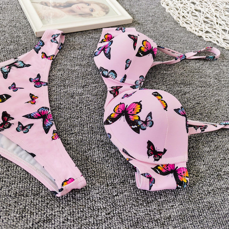 Bikini Sexy Butterfly Print Bikini High Quality Hard Bag Swimsuit Women