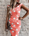 V-neck Sleeveless Bag Hip Midi Dress