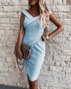 V-neck Sleeveless Bag Hip Midi Dress