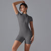 Summer Zipper Short-sleeved Shorts Jumpsuit Yoga Fitness Dance Slim Sports Bodysuit Women Sports Clothing