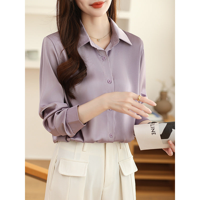 High-grade Non-ironing Anti-wrinkle Shirt Women's Solid Color Acetate Shirt