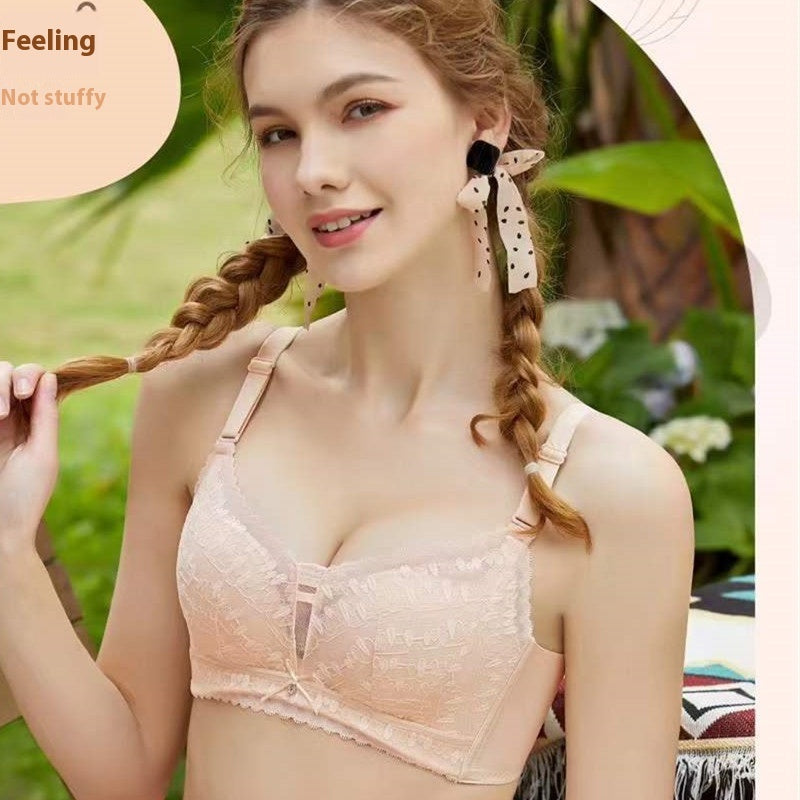 Lace Thin Underwear Three Breasted Wireless Bra