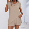 Women's 2-Piece Summer Lounge Set, Casual Short Sleeve Top And Shorts Matching Outfit