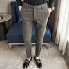 Thickened, Sanded Fabric Korean Men's Slim-fitting Small Straight Pants