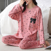 Loose Print Pajamas Women Autumn Winter Pyjama Set Long Sleeves And Trousers Elegant Sleepwear Girl Loungewear Home Clothes