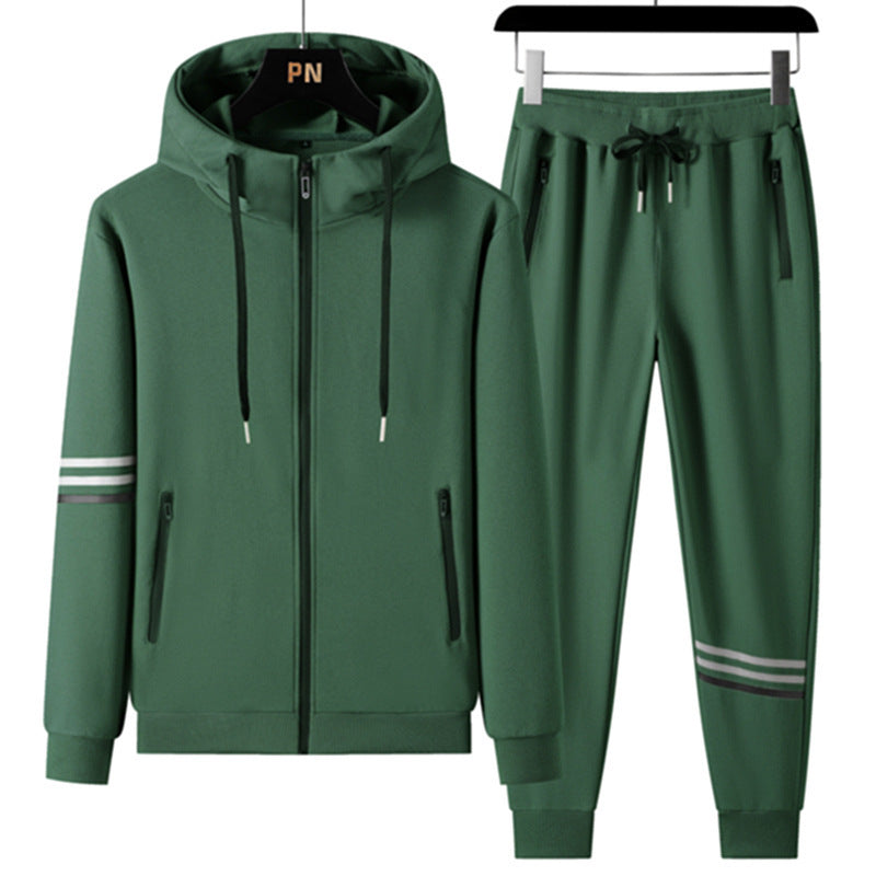 Men's Casual Sports Pure Cotton Hooded Sweater Trousers Two-piece Set