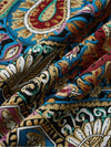 Women Print Maxi Dress High Waisted Cross Halter Neck With Tie Detail,Flowing Vacation Gown In Teal, Blue-Green & Brown Paisley   Pattern, Machine Washable, Summer Fashion Decorative Tie Detail