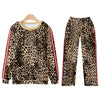 Creative Leopard Print Sweater Casual Pants Suit