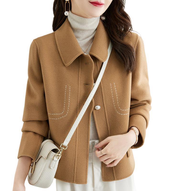 Temperament Pure Color Small Woolen Coat For Women