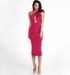 Sexy dress hanging neck nightclub bag hip skirt midi dress