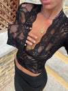 Flowers Lace Long Sleeve Top Y2K Fashion Slim Bottoming Shirt Top Women's Clothing