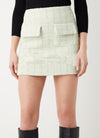 Light Green Flip Pocket Cotton Tweed A-line Skirt