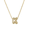 Brass 18K Inlaid Zirconium 26 English Small Letters Pendant Necklace