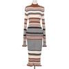 Slim Fit Long Knitted Colorblock Sweater Base Dress