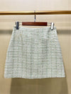 Light Green Flip Pocket Cotton Tweed A-line Skirt