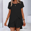 Women's 2-Piece Summer Lounge Set, Casual Short Sleeve Top And Shorts Matching Outfit