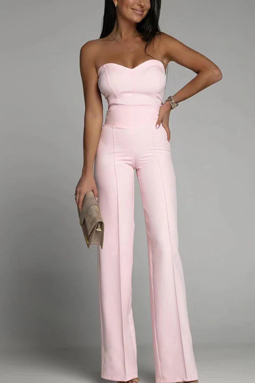 Women's Slim-fit Tube Top Straight Jumpsuit