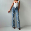 Loose Straight Leg Jeans And Fashionable Casual Pants With A Rhine Stone Denim Design Around Them Suitable For Women