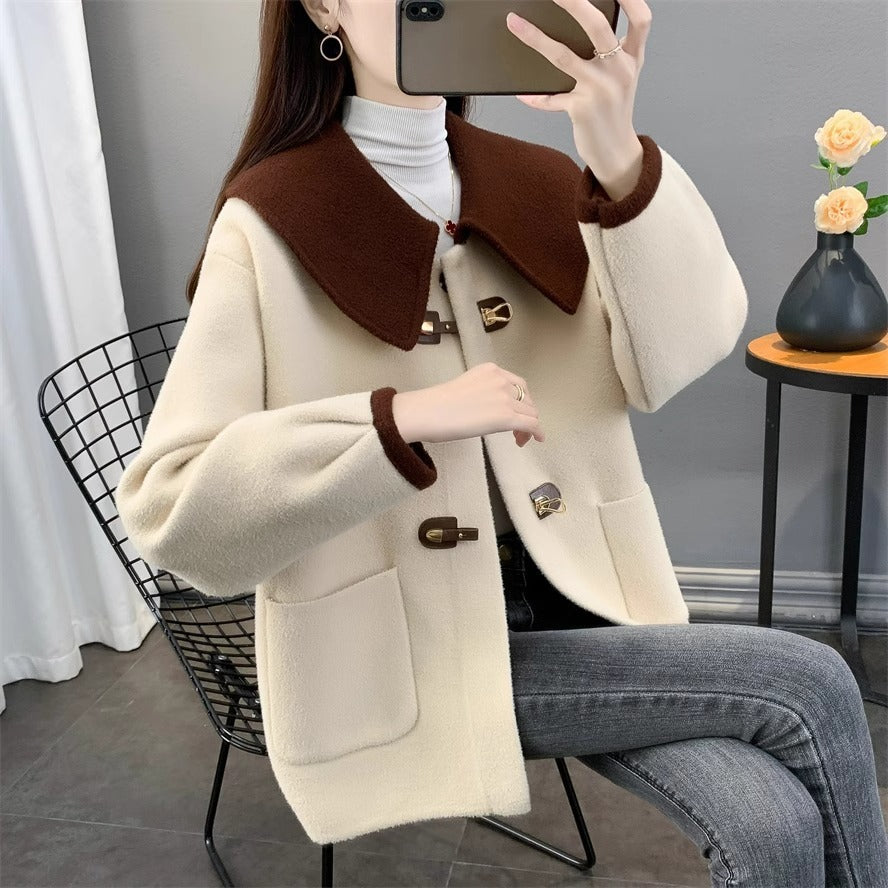 Woolen Coat For Women Thickened Sailor Collar