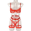 Women's Lace Stitching Bra Suspenders Three-piece Set