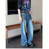 Retro Minority Splash-ink Deconstruction Stitching Jeans For Men And Women