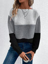 Pullover Knitted Sweater Fashion Round Neck Splicing Knitwear Loose Top Women's Clothing