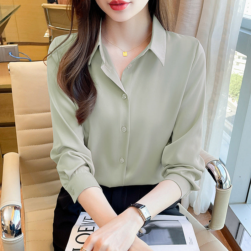 High-grade Non-ironing Anti-wrinkle Shirt Women's Solid Color Acetate Shirt