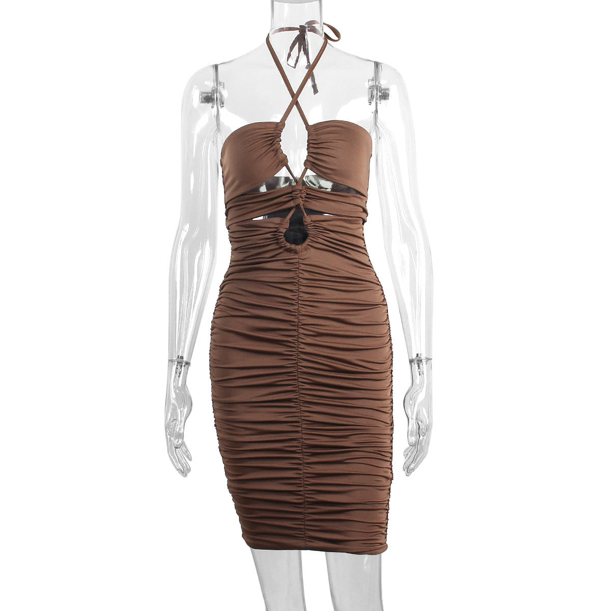 Lace-up Women's Midi One-step Skirt Backless Pleated Cross Dress