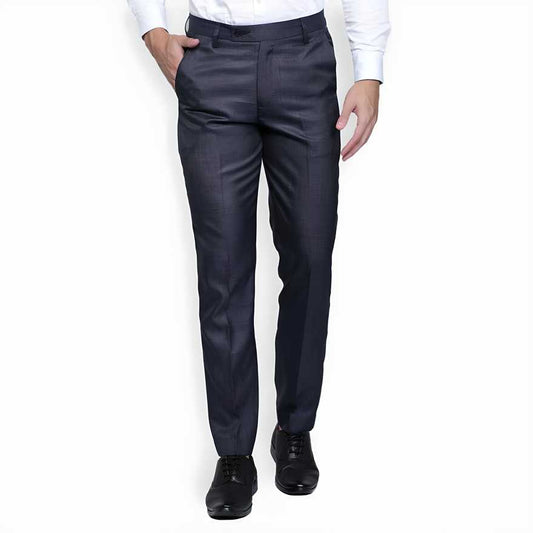 Lycra Blend Solid Regular Fit Mens Formal Trousers