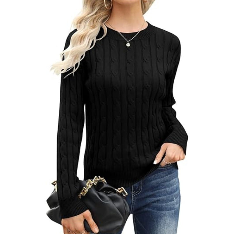 Pullover Base Long-sleeved Sweater Solid Color Round Neck Women's Sweater