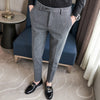 Thickened, Sanded Fabric Korean Men's Slim-fitting Small Straight Pants