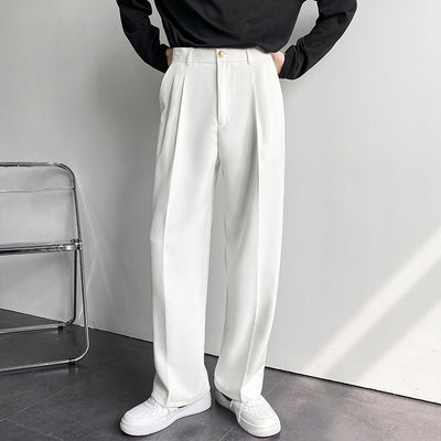 Loose Korean Style Casual White Wide Leg Trousers