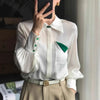 Elegant Jade Buckle Silk Shirt