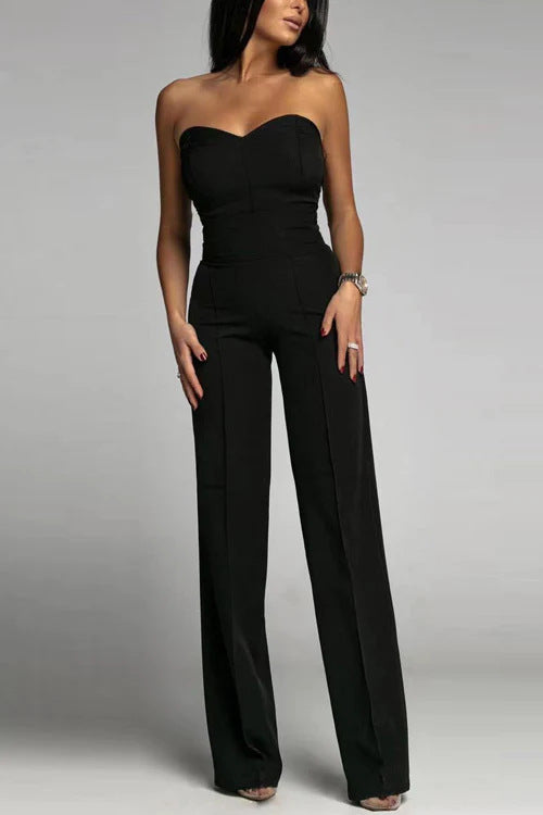 Women's Slim-fit Tube Top Straight Jumpsuit