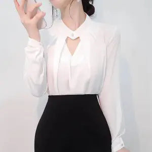 White Chiffon Shirt With Long Sleeves For Women