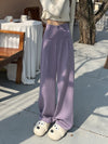 Casual High Waist Drooping Suit Mopping Purple Pants