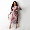 Women's See-through Printed Long-sleeved Dress