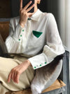 Elegant Jade Buckle Silk Shirt