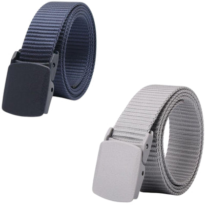 Fidato Unisex Canvas Belt Pack Of 2 FDCANVASBELTNAVYGREY