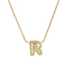 Brass 18K Inlaid Zirconium 26 English Small Letters Pendant Necklace