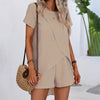 Women's 2-Piece Summer Lounge Set, Casual Short Sleeve Top And Shorts Matching Outfit