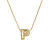 Brass 18K Inlaid Zirconium 26 English Small Letters Pendant Necklace