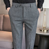 Thickened, Sanded Fabric Korean Men's Slim-fitting Small Straight Pants