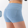 High Waist Hip Lift Yoga Denim Shorts Women's High Elastic Sports Fitness Shorts