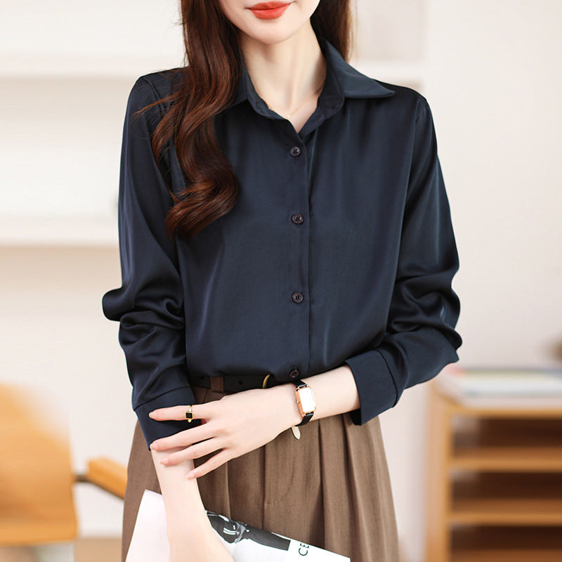 High-grade Non-ironing Anti-wrinkle Shirt Women's Solid Color Acetate Shirt